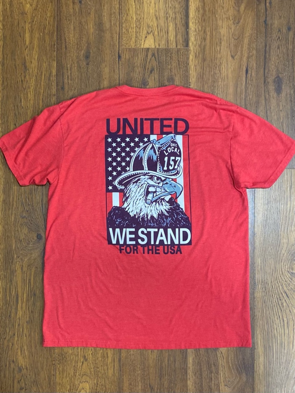 IAFF Local 157 Firefighters Red Short Sleeve Men’s Patriotic Tee T-Shirt XL